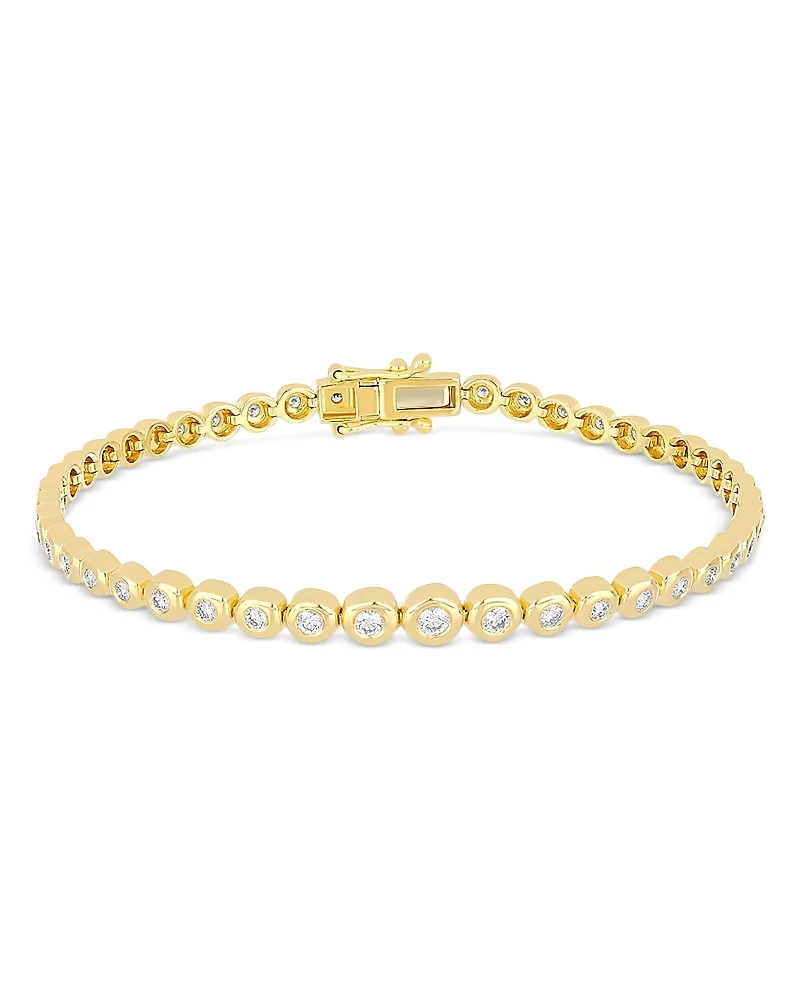 Ef Collection 14K Yellow Gold Graduated Diamond Pillow Eternity Bracelet