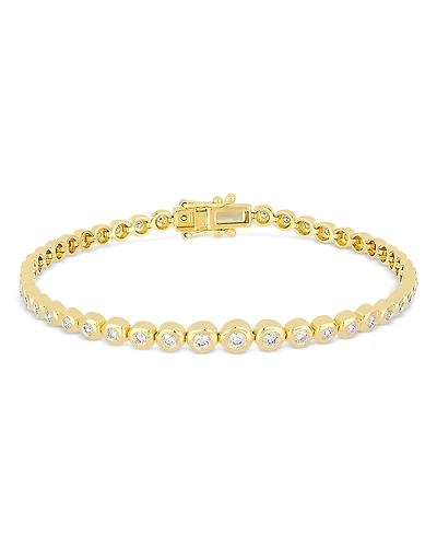 Ef Collection 14K Yellow Gold Graduated Diamond Pillow Eternity Bracelet