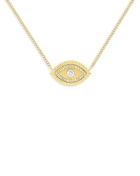 Ef Collection 14K Yellow Gold Evil Eye Protection Necklace with Diamonds, 0.16 tcw