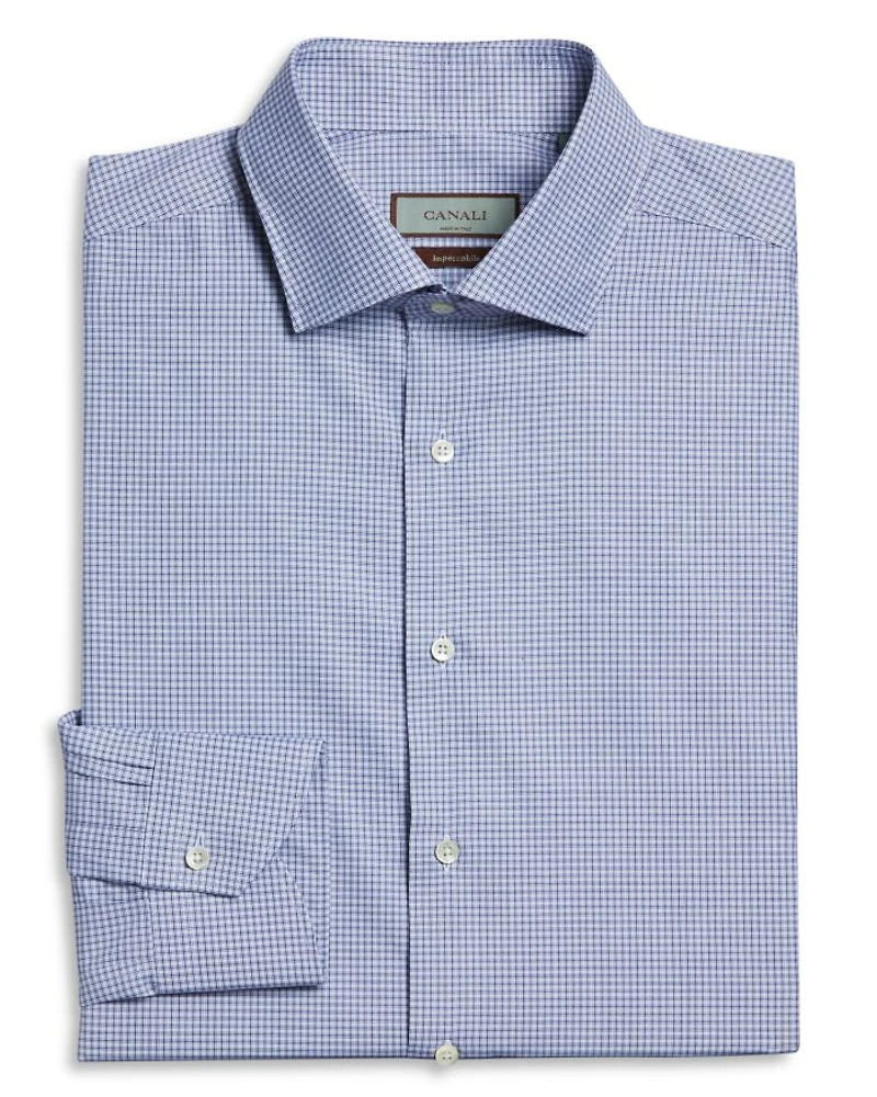 Impeccabile Cotton Micro Check Regular Fit Dress Shirt