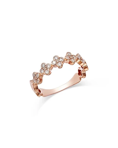 Diamond Clover Cluster Band in 14K Rose Gold, 0.44 tcw