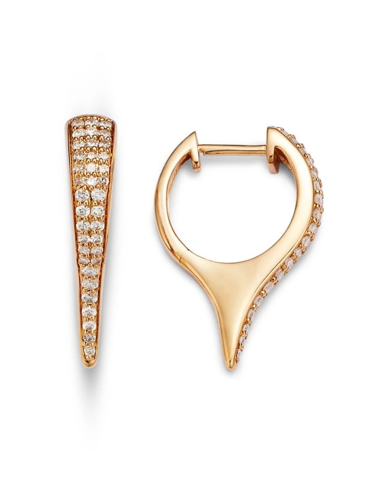 Diamond Pavé Elongated Hoop Earrings in 14K Yellow Gold, 0.37 tcw