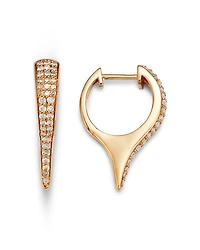 Diamond Pavé Elongated Hoop Earrings in 14K Yellow Gold, 0.37 tcw