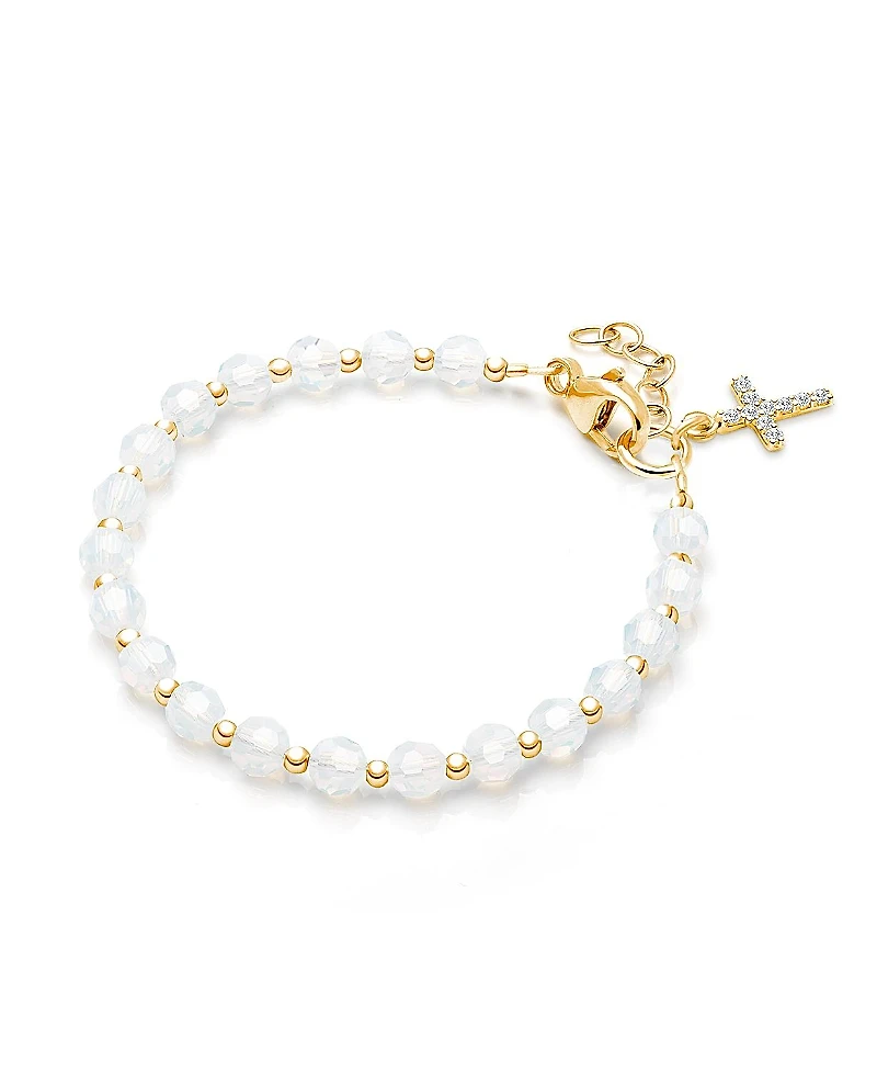 Tiny Blessings Children's 14K Gold Shimmer Crystal with Cross Girls' 6.25 Bracelet