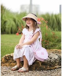 Girls' Sconset Straw Pink Seersucker Bow Visor - Little Kid, Big Kid