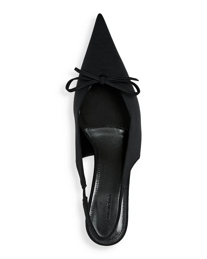Women's Knife Bow Slingback Kitten Heel Pumps