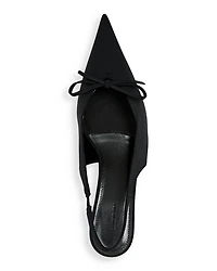 Women's Knife Bow Slingback Kitten Heel Pumps