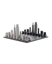 Skyline Chess - Chess Set Stainless Steel San Francisco with Wood Map Board, Ages 14+