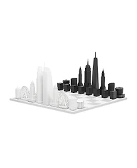 Skyline Chess Set Acrylic New York vs Los Angeles Edition with Marble Hatch Board - Ages 14 Years +