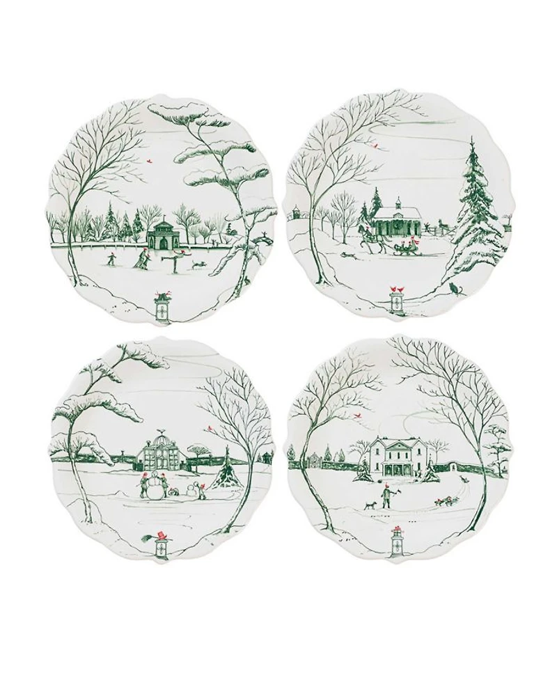 Country Estate Winter Frolic Party Plate Assorted Set of 4