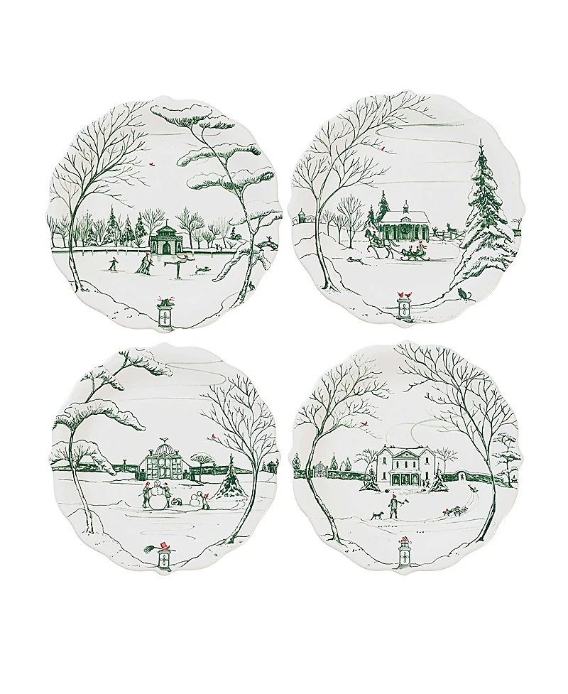 Country Estate Winter Frolic Party Plate Assorted Set/4