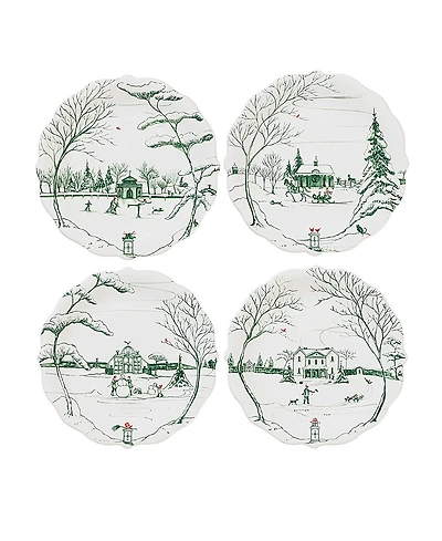 Country Estate Winter Frolic Party Plate Assorted Set/4