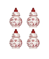 Country Estate Winter Frolic Ginger Jar Place Card Holder Set of 4