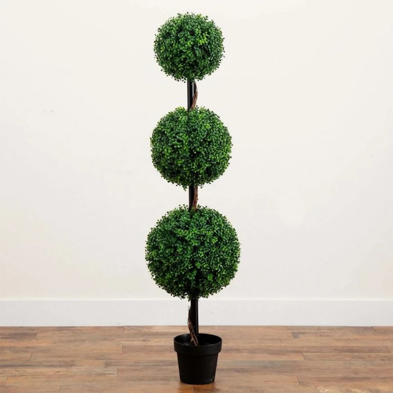 5' Artificial Triple Ball Boxwood Topiary Tree (Indoor/Outdoor)