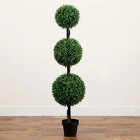 5' Artificial Triple Ball Boxwood Topiary Tree (Indoor/Outdoor)