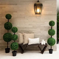 5' Artificial Triple Ball Boxwood Topiary Tree (Indoor/Outdoor)