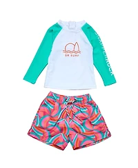 Snapper Rock Geo Melon Sustainable Long Sleeve Set - Baby