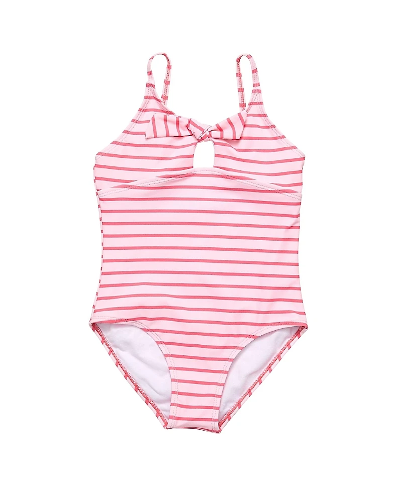 Snapper Rock Unisex Coral Stripe Sustainable Bow Swimsuit