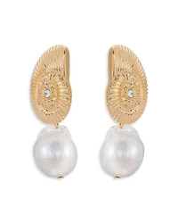 Swirled Shell Cultured Freshwater Pearl Statement Earrings