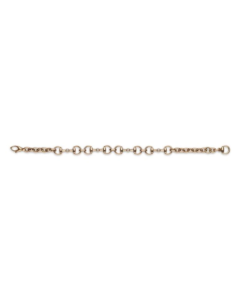 18K Rose Gold Horsebit Diamond Link Chain Bracelet