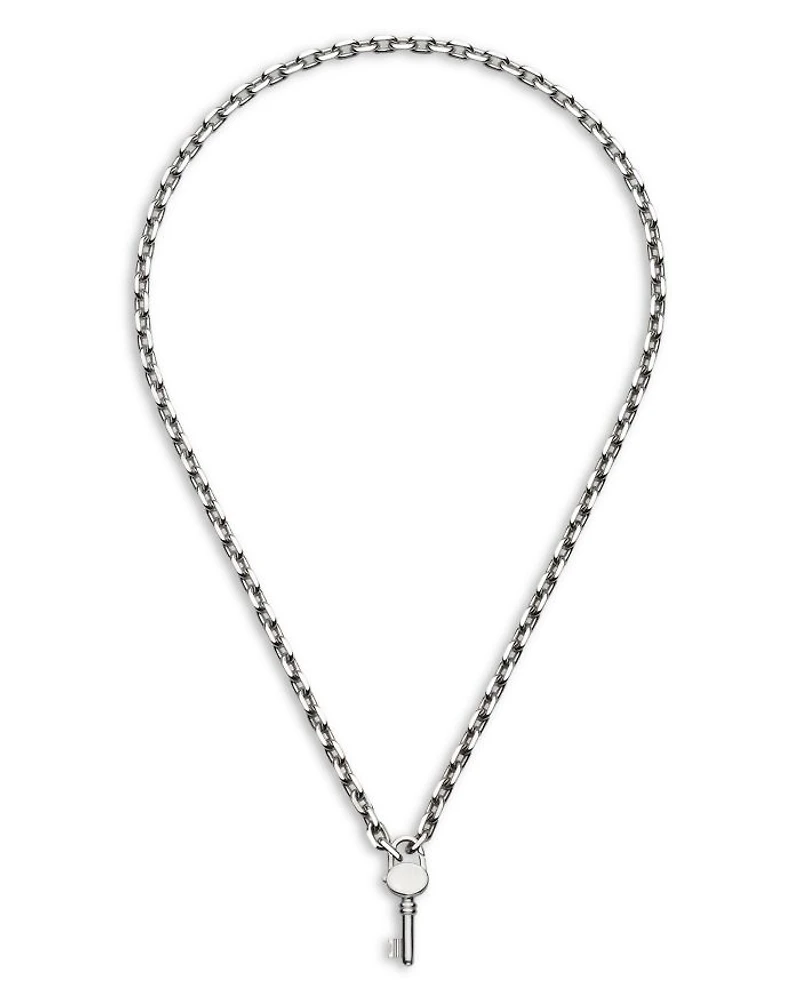 Sterling Silver Trademark Key Clasp Pendant Necklace, 20"