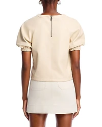 Reilly Faux Leather Puff Sleeve Top