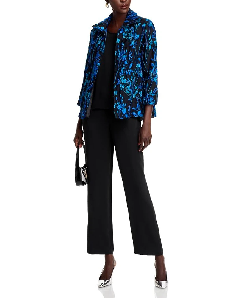 Floral Jacquard A Line Jacket