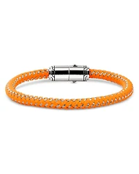 Men's Stainless Steel Orange Rubber & Enamel Woven Bracelet