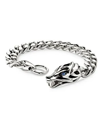 Sterling Silver Naga Blue Sapphire Snake Curb Link Bracelet