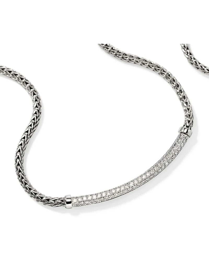 Sterling Silver JH Essentials Diamond Pavé Necklace, 16-18"