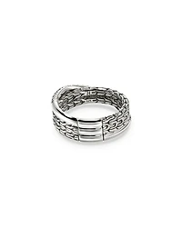 Sterling Silver JH Essentials Blue Sapphire Pavé Crossover Statement Ring