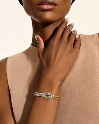 14K Yellow Gold & Sterling Silver Love Knot Woven Chain Statement Bracelet