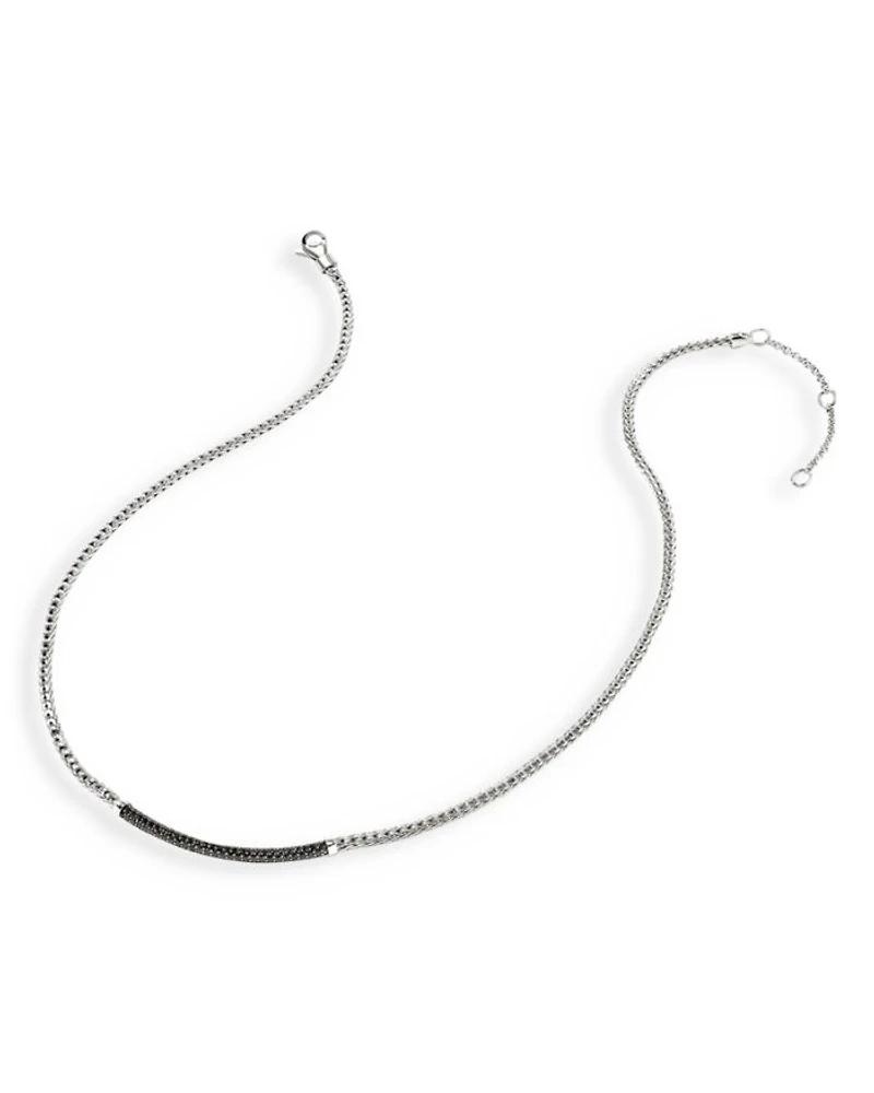 Sterling Silver JH Essentials Sapphire Pavé Curved Bar Necklace