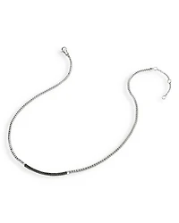 Sterling Silver JH Essentials Sapphire Pavé Curved Bar Necklace