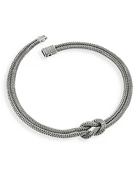 Sterling Silver Love Knot Double Woven Chain Statement Necklace, 16"