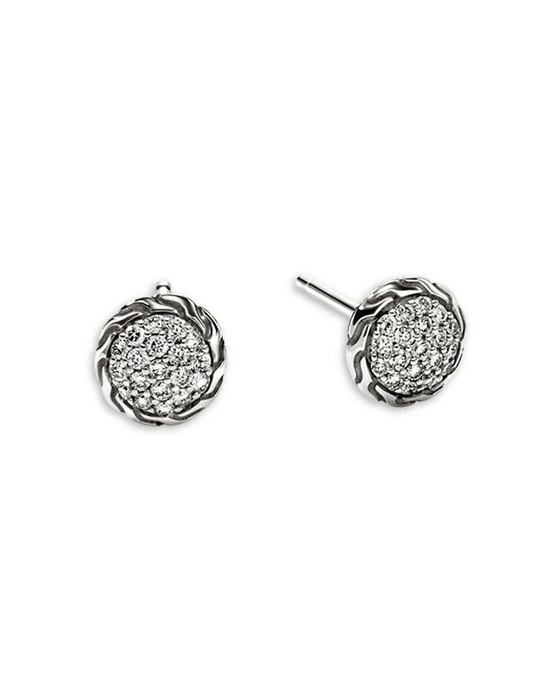 Sterling Silver JH Essentials Diamond Pavé Frame Stud Earrings