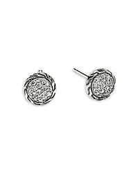 Sterling Silver JH Essentials Diamond Pavé Frame Stud Earrings