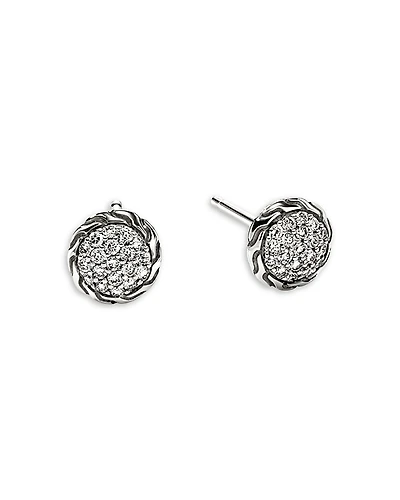 John Hardy Sterling Silver Jh Essentials Diamond Pave Frame Stud Earrings