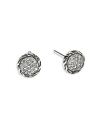 John Hardy Sterling Silver Jh Essentials Diamond Pave Frame Stud Earrings