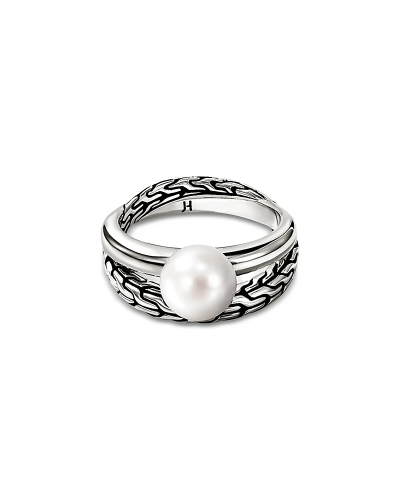 John Hardy Sterling Silver Jh Essentials Cultured Freshwater Pearl Crossover Statement Ring