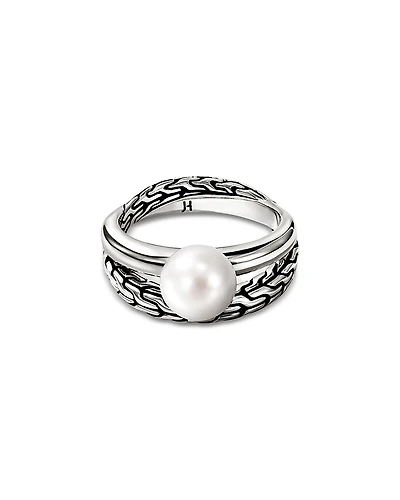 John Hardy Sterling Silver Jh Essentials Cultured Freshwater Pearl Crossover Statement Ring