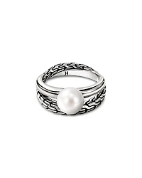 John Hardy Sterling Silver Jh Essentials Cultured Freshwater Pearl Crossover Statement Ring