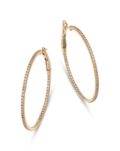 Diamond Inside Out Large Hoop Earrings in 14K Yellow Gold, 2.25 tcw