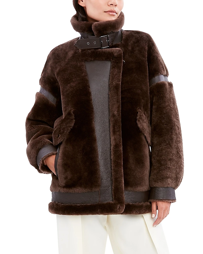 Dawn Levy Sean Geniune Shearling & Leather Coat