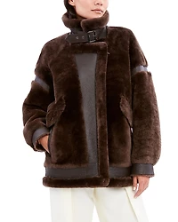 Dawn Levy Sean Geniune Shearling & Leather Coat