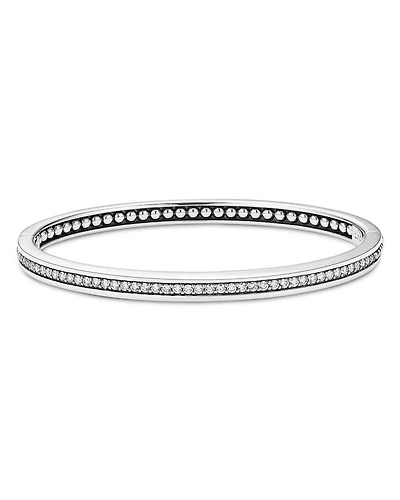 Sterling Silver Caviar Spark Diamond Bangle Bracelet