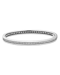 Sterling Silver Caviar Spark Diamond Bangle Bracelet