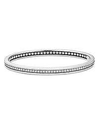 Lagos Sterling Silver Caviar Spark Diamond Bangle Bracelet