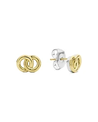 14K & 18K Yellow Gold & Sterling Silver Signature Caviar Interlocking Stud Earrings