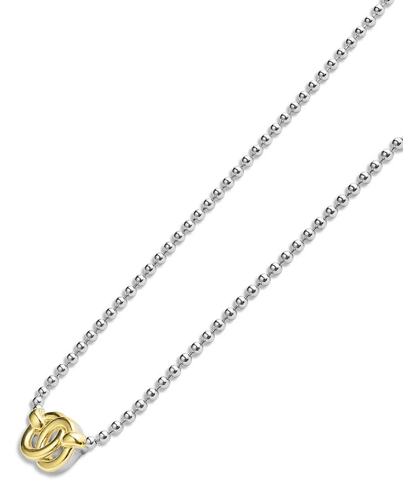 18K Yellow Gold & Sterling Silver Signature Caviar Interlocking Pendant Necklace, 16-18"